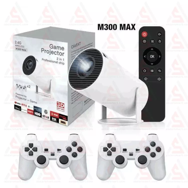 پروژکتور گیمینگ M300 Max: کنسول بازی قابل حمل، ماژول و دسته بازی، 64 گیگابایت حافظه
