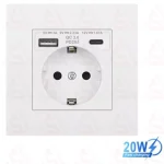 پریز برق توکار مجهز به فست شارژ و USB AوTYPE-C | ابزاراسمارت